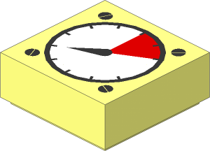 Tile  1 x  1 with White and Red Dial, Black Needle and 4 Black Screw Heads Pattern