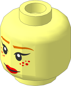 Minifig Head Female with Freckles, Dark Orange Eyebrows, Nougat Lips, Smile / Angry 2-Sided Pattern