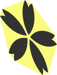~Slope Brick 65  2 x  2 x  2 with 3 Black Flowers Pattern - Single Flower