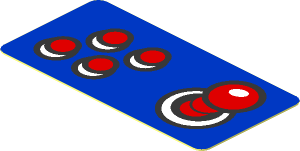 Sticker  0.9 x  1.8 Red Buttons and Joystick on Blue Background