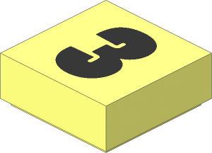 Tile  1 x  1 with Black Bold "3" Pattern