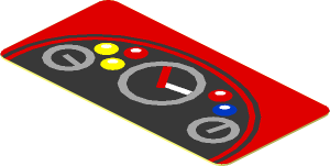 Sticker  0.9 x  1.8 with Black Dashboard on Red Background