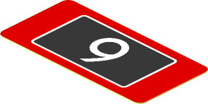 Sticker  0.9 x  1.8 with White "9" on Black Background and Red Border