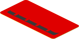 Sticker  1.8 x  0.9 with Black Deflectors on Red Face Left