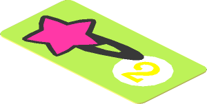 Sticker  0.9 x  1.9 with Star and Medium Lavender "2" in White Circle on Lime Background