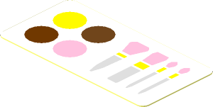 Sticker  0.9 x  1.8 with Paintbox and Makeup Brushes