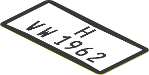 Sticker  0.8 x  1.7 with Black "H VW 1962"