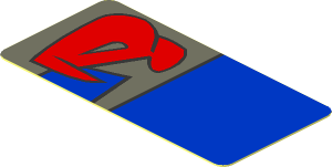 Sticker  0.9 x  1.8 with Red Markings and Blue Rectangle Right