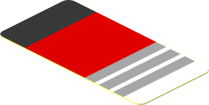 Sticker  0.9 x  1.8 with Black, 3 Grey and Red Stripes on White Bakground Right