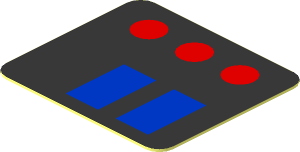 Sticker  0.9 x  0.8 with Red and Blue Buttons