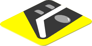 Sticker  0.9 x  0.8 with Black Headlamp on Yellow Background Right