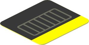Sticker  1.0 x  0.9 with Dark Grey Exhaust Pipe on Black and Yellow Background Right