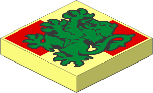 Tile  2 x  2 with Gold Gryffindor Crest on Dark Red Squares Pattern