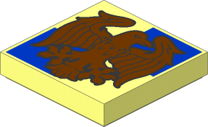 Tile  2 x  2 with Copper Ravenclaw Crest on Blue Squares Pattern