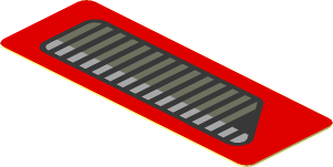 Sticker  0.8 x  2.2 with Grey Air Vents on Red Background Right