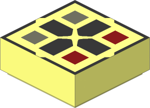 Tile  1 x  1 with Black Cross and Dark Red and Dark Bluish Grey Buttons Pattern
