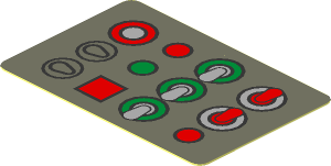 Sticker  1.2 x  1.8 with Lights and Levers on Dark Bluish Grey Background