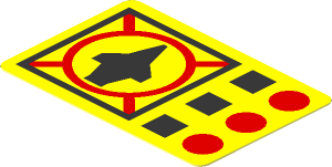Sticker  1.8 x  1.2 with Black and Red Flight Controls on Yellow