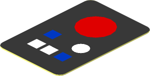 Sticker  1.2 x  0.8 with Blue, White and Red Buttons