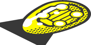 ~Sticker  0.8 x  1.2 with Yellow Headlamp and Red Stripe on Black Background Right - Headlamp