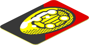 Sticker  0.8 x  1.2 with Yellow Headlamp and Red Stripe on Black Background Right
