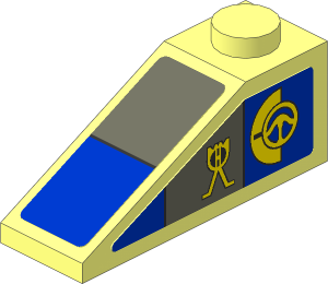 Slope Brick 33  3 x  1 with Blue and Dark Bluish Grey Panels and Yellow Markings Stickers