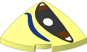 Brick  2 x  2 x  0.667 Quarter Circle with Curved Top with Dark Blue Eyebrow and Reddish Brown/Black Eye Right Pattern