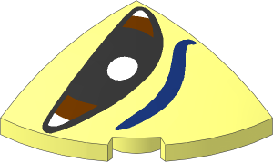 Brick  2 x  2 x  0.667 Quarter Circle with Curved Top with Dark Blue Eyebrow and Reddish Brown/Black Eye Left Pattern
