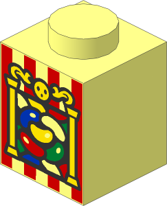 Brick  1 x  1 with Jelly Beans, Yellow Pillars, and Red Stripes Pattern