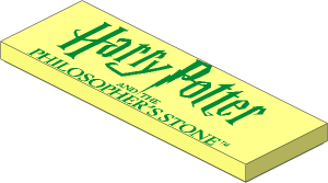 Tile  2 x  6 with Gold "Harry Potter AND THE PHILOSOPHERS STONE" Pattern