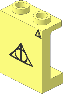 Panel  1 x  2 x  2 Reinforced with Black Triangle, Line, and Deathly Hallows Symbol Pattern