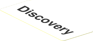 Sticker  1.2 x  3.0 Parallelogram Right Slanted with Black "Discovery" on White Background