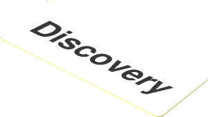 Sticker  1.2 x  3.0 Parallelogram Left Slanted with Black "Discovery" on White Background