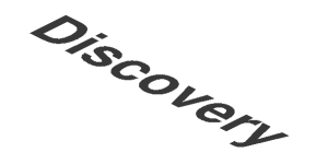~Sticker  1.2 x  3.0 Parallelogram Right Slanted with Black "Discovery" on White Background - Text and Outerbox