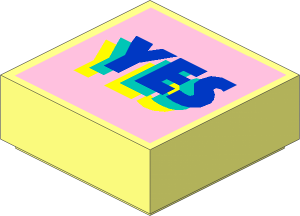 Tile  1 x  1 with Blue, Green, and Yellow Layered "YES" on Bright Pink Background Pattern