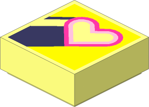 Tile  1 x  1 with Magenta Heart Frame on Yellow Background Pattern