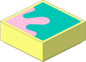 Tile  1 x  1 with Bright Pink Splotch on Dark Turquoise Background Pattern