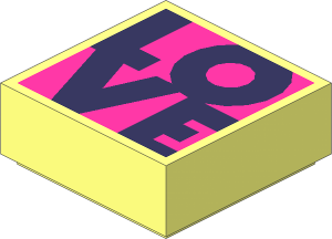Tile  1 x  1 with Coral 'LOVE' on Magenta Background Pattern
