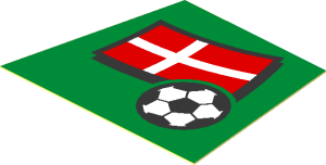 Sticker  1.3 x  1.6 with Football and Danish Flag on Green