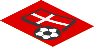 Sticker  2.5 x  3.2 with Football and Danish Flag on Red