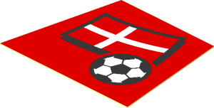 Sticker  1.3 x  1.6 with Football and Danish Flag on Red