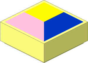 Tile  1 x  1 with Blue, Bright Pink and Yellow Polygons Pattern