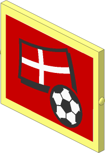 Glass for Window  1 x  4 x  3 without Handle with Football and Danish Flag on Red Sticker