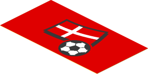 Sticker  2.5 x  3.2 with Football and Danish Flag on Red