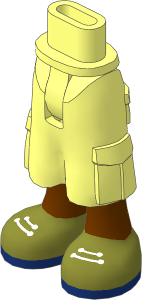 Figure Friends Hips and Legs with Cargo Pants with Reddish Brown Legs, Olive Green Shoes with White Laces and Dark Blue Soles Pattern