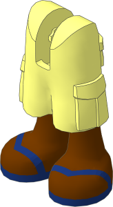 Figure Friends with Cargo Pants with Reddish Brown Legs and Dark Blue V-Shaped Straps Sandals Pattern