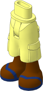 Figure Friends Hips and Legs with Cargo Pants with Reddish Brown Legs and Dark Blue V-Shaped Straps Sandals Pattern