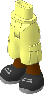 Figure Friends Hips and Legs with Cargo Pants with Reddish Brown Legs, Black Shoes with Light Bluish Grey Laces and Soles Pattern