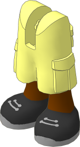 Figure Friends Legs with Cargo Pants with Reddish Brown Legs, Black Shoes with Light Bluish Grey Laces and Soles Pattern