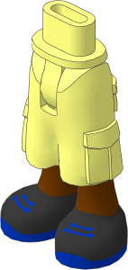 Figure Friends Hips and Legs with Cargo Pants with Reddish Brown Legs, Black Shoes with Blue Laces and Soles Pattern